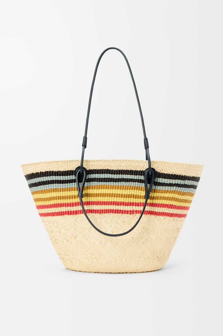 LOEWE Bolso capazo Anagram mediano en palma de iraca y piel de ternera Natural/Multicolor
