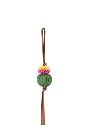 LOEWE Cactus charm in calfskin and brass Green/Multicolor