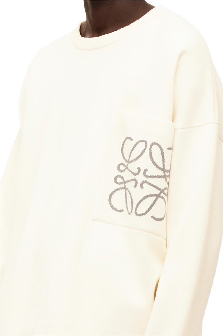 LOEWE Jersey en algodón y viscosa con bolsillo de anagrama Blanco Suave
