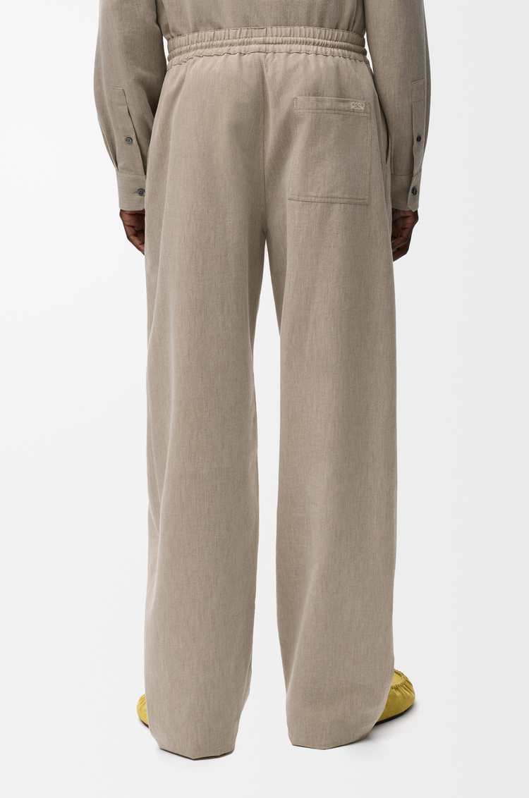 LOEWE Drawstring trousers in wool and cotton Beige