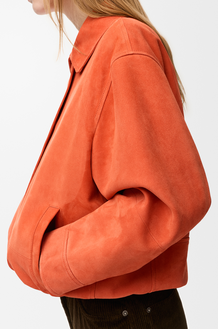 LOEWE Chaqueta con cordón de ajuste en ante de piel de cordero Naranja