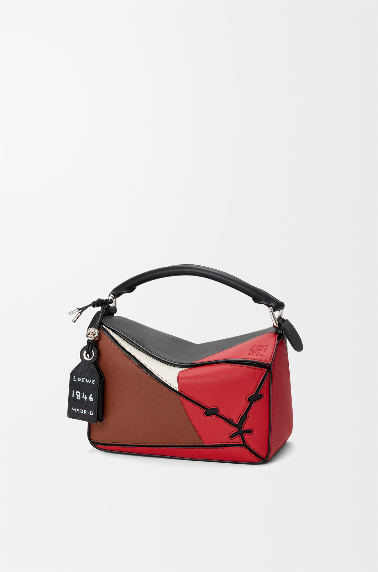 LOEWE ライオン インターシャ パズルバッグ スモール(クラシックカーフ) マルチカラーピーカン
