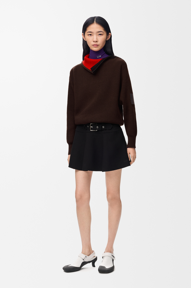 LOEWE Jersey con cremallera en lana Marrón