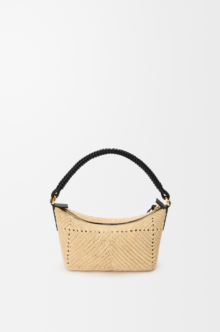LOEWE Bolso Cala mini en piel de ternera clásica y rafia Natural/Negro