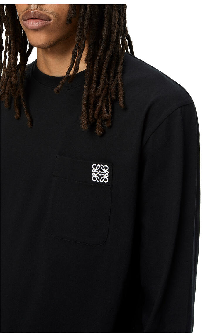 LOEWE Camiseta de manga larga en algodón con anagrama Negro