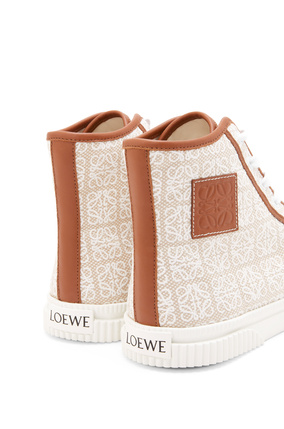 LOEWE Anagram 提花布和牛皮革高帮运动鞋 Natural/White plp_rd