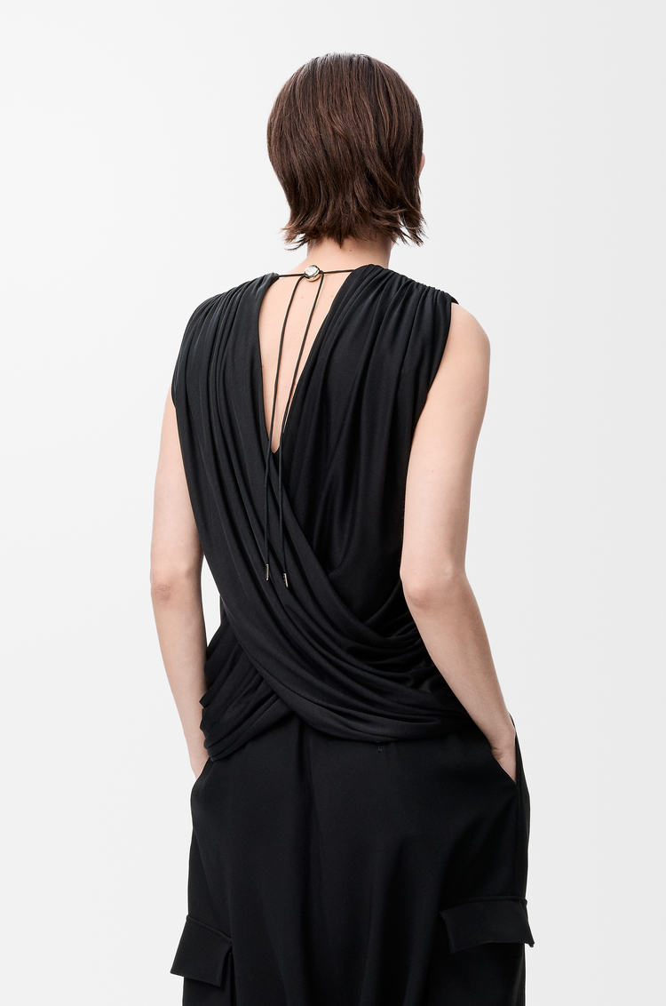 LOEWE Top drapeado en seda Negro
