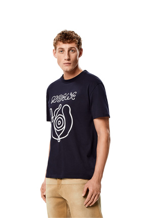 LOEWE Camiseta de algodón orgánico bordada Azul Ultramarino plp_rd