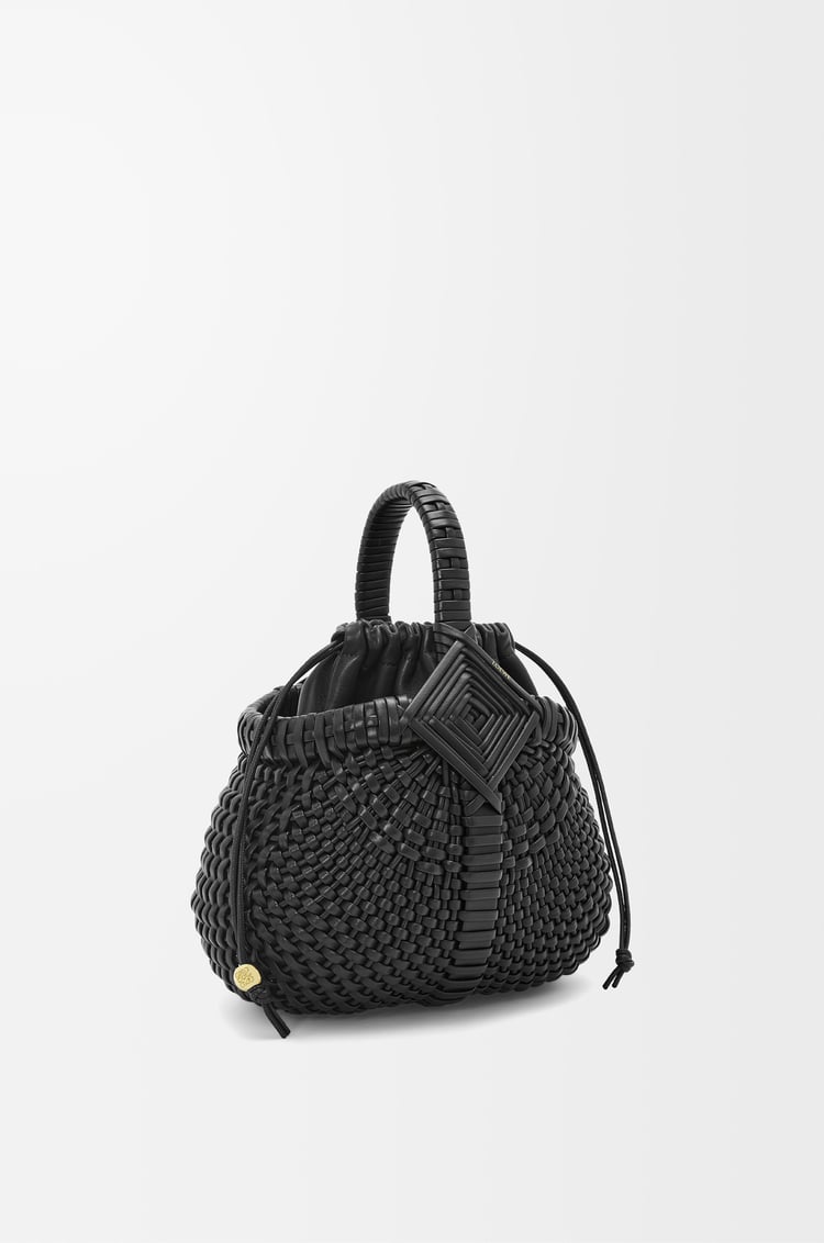LOEWE Mini panier Diamond Round en cuir de veau Noir