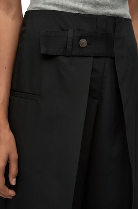 LOEWE Pleated cropped trouser in wool and silk Black
