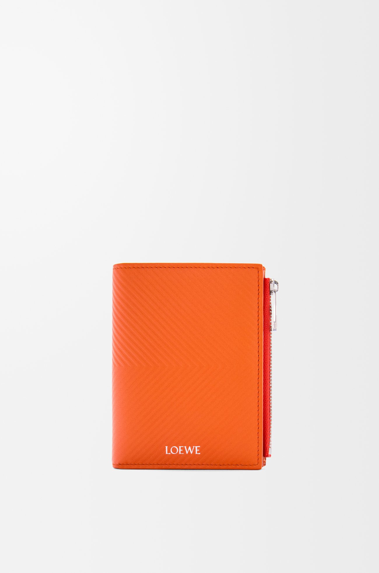 LOEWE Slim compact walllet in textured classic calfskin Orange plp_rd