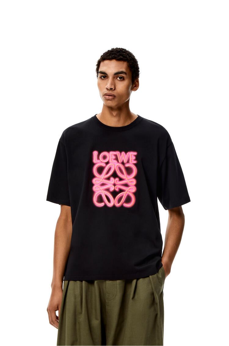 LOEWE LOEWE neon T-shirt in cotton Black/Fluo Pink pdp_rd