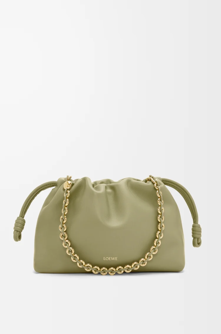 LOEWE Medium Flamenco purse in mellow nappa lambskin Light Moss