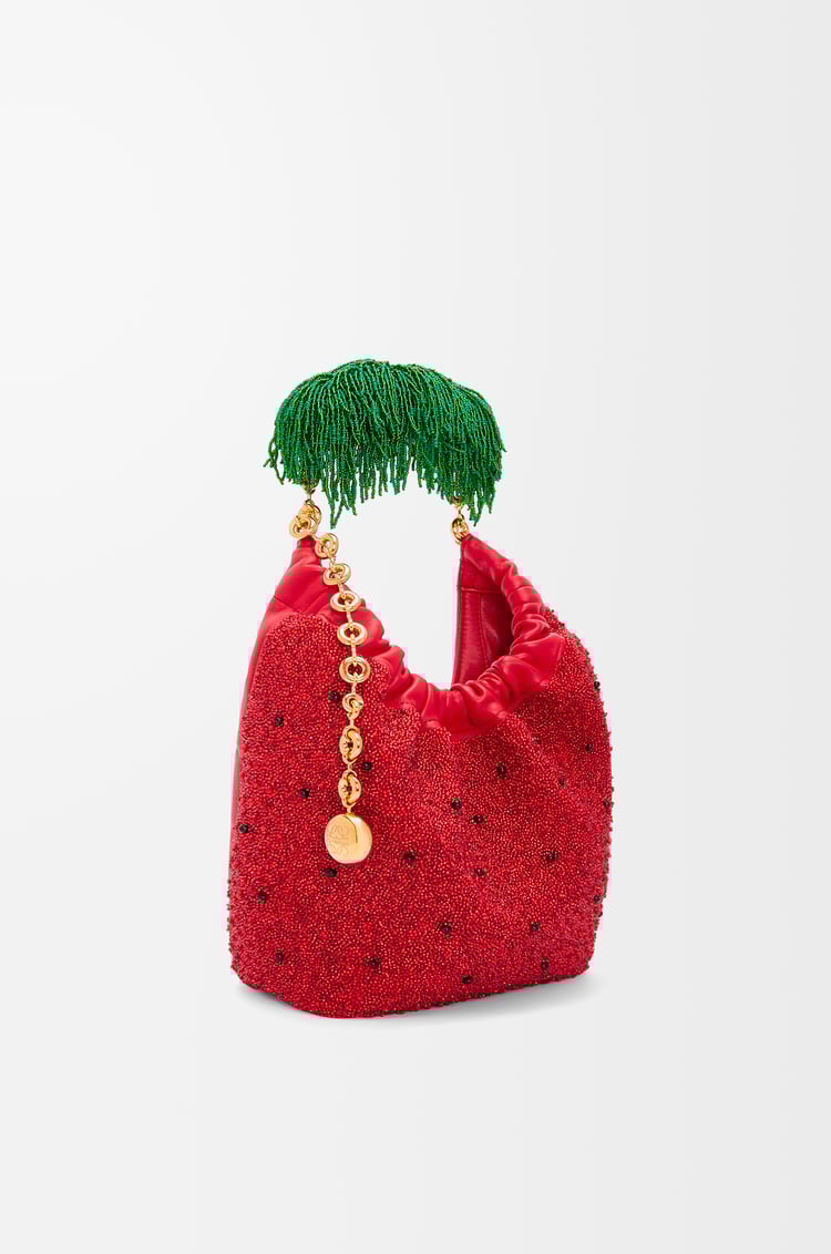 LOEWE Mini Squeeze bag in beaded leather Red