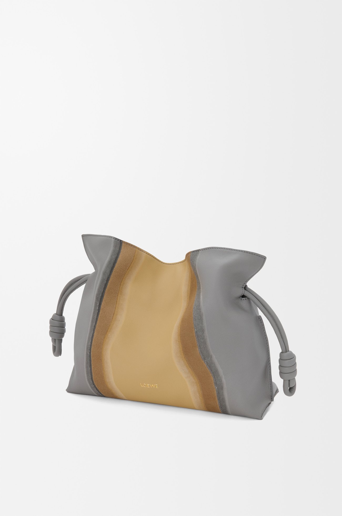 LOEWE Medium Flamenco clutch in nappa calfskin Sparkling Grey/Butter