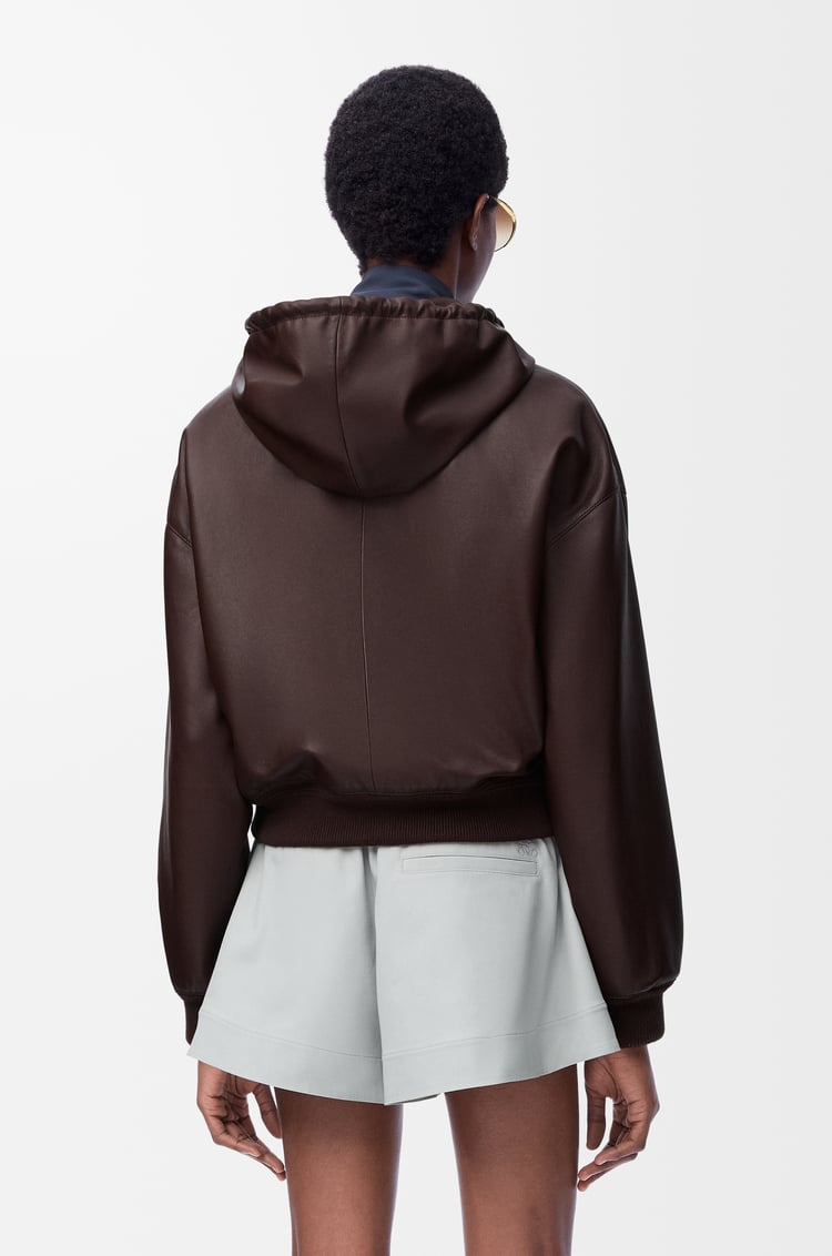 LOEWE Flamenco hoodie in nappa lambskin Marrón Chocolate