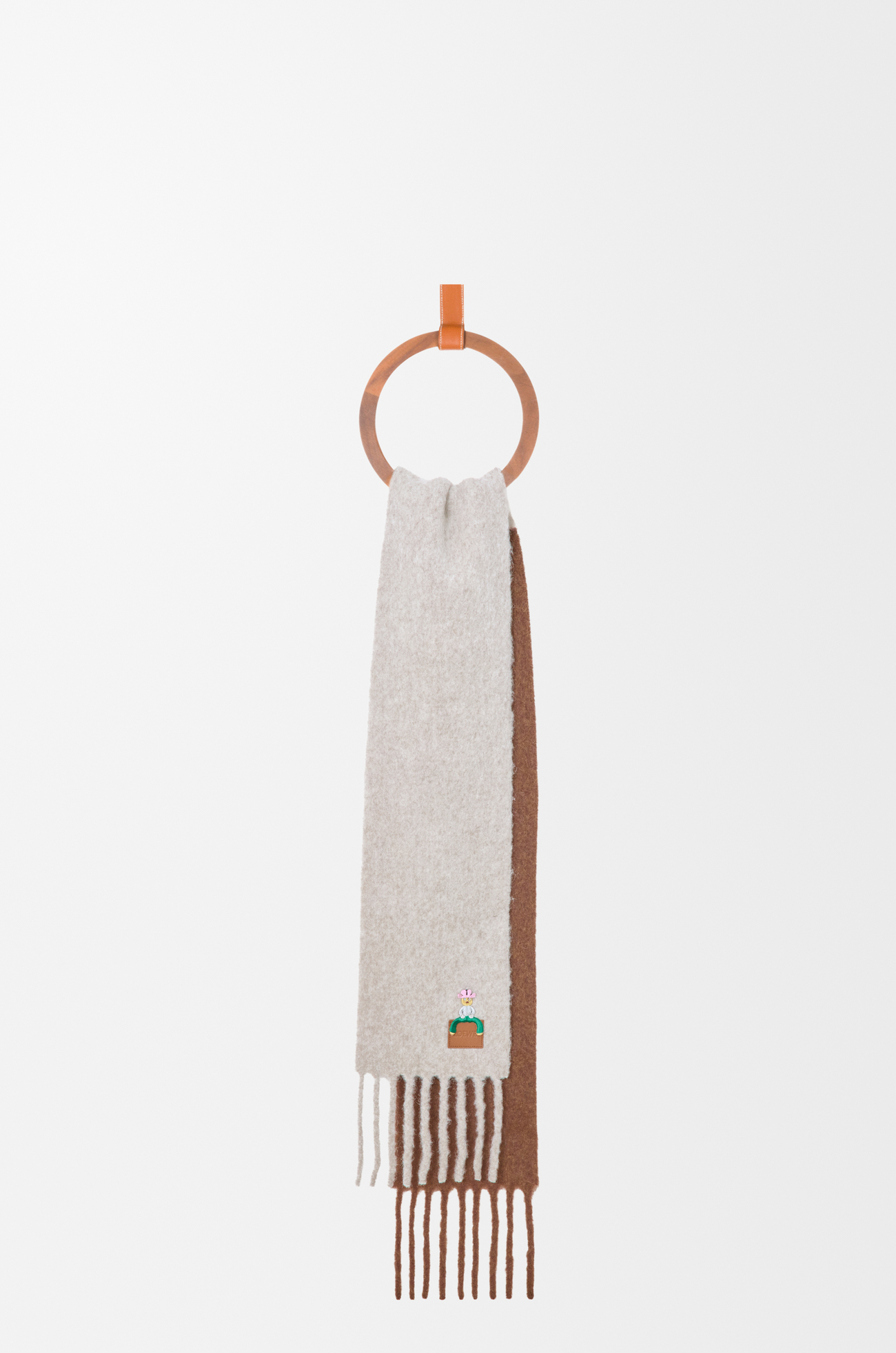 LOEWE Scarf in alpaca and wool blend Light Grey/Brown