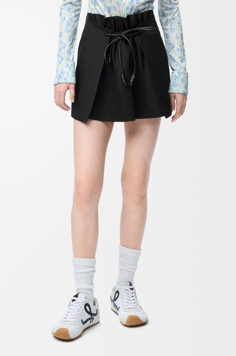 LOEWE Mini skirt in cotton and silk Black