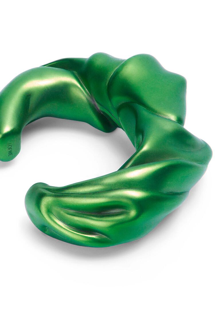 LOEWE 紋銀大號納帕皮革扭曲手鐲 深綠色