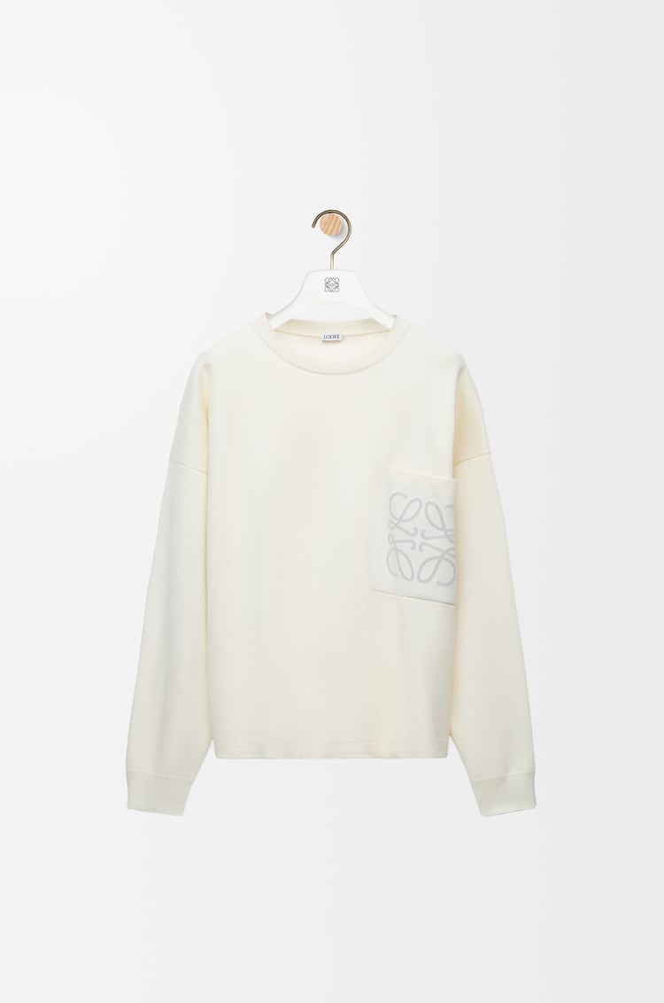 LOEWE 棉質混紡套頭衫 白色/淺灰色