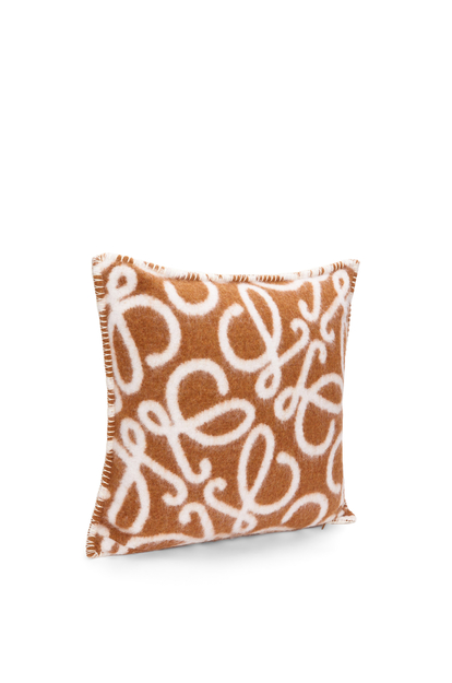 LOEWE Anagram cushion in alpaca and wool Brown/White plp_rd