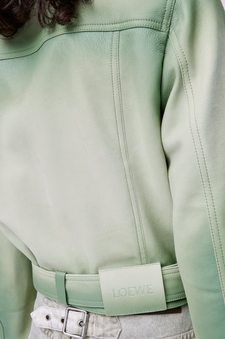 LOEWE Cropped jacket in suede lambskin Sage