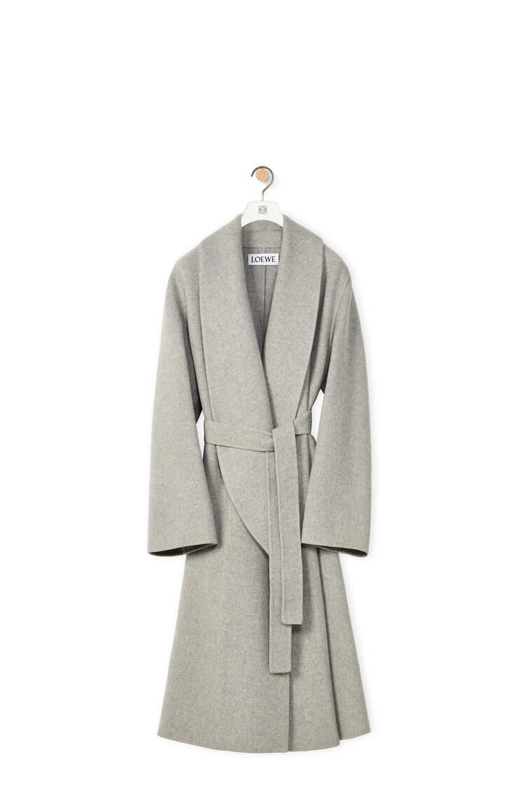 LOEWE Shawl collar wrap coat in wool and cashmere Grey pdp_rd