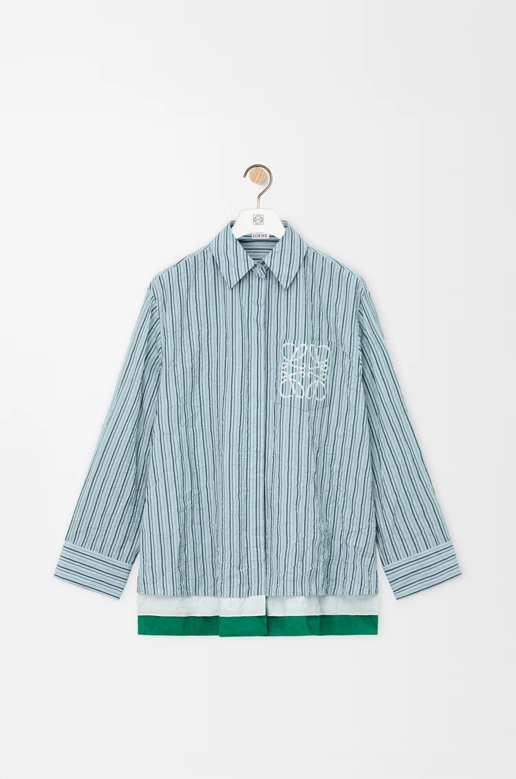 LOEWE Shirt in technical cotton Light Blue/Multicolor