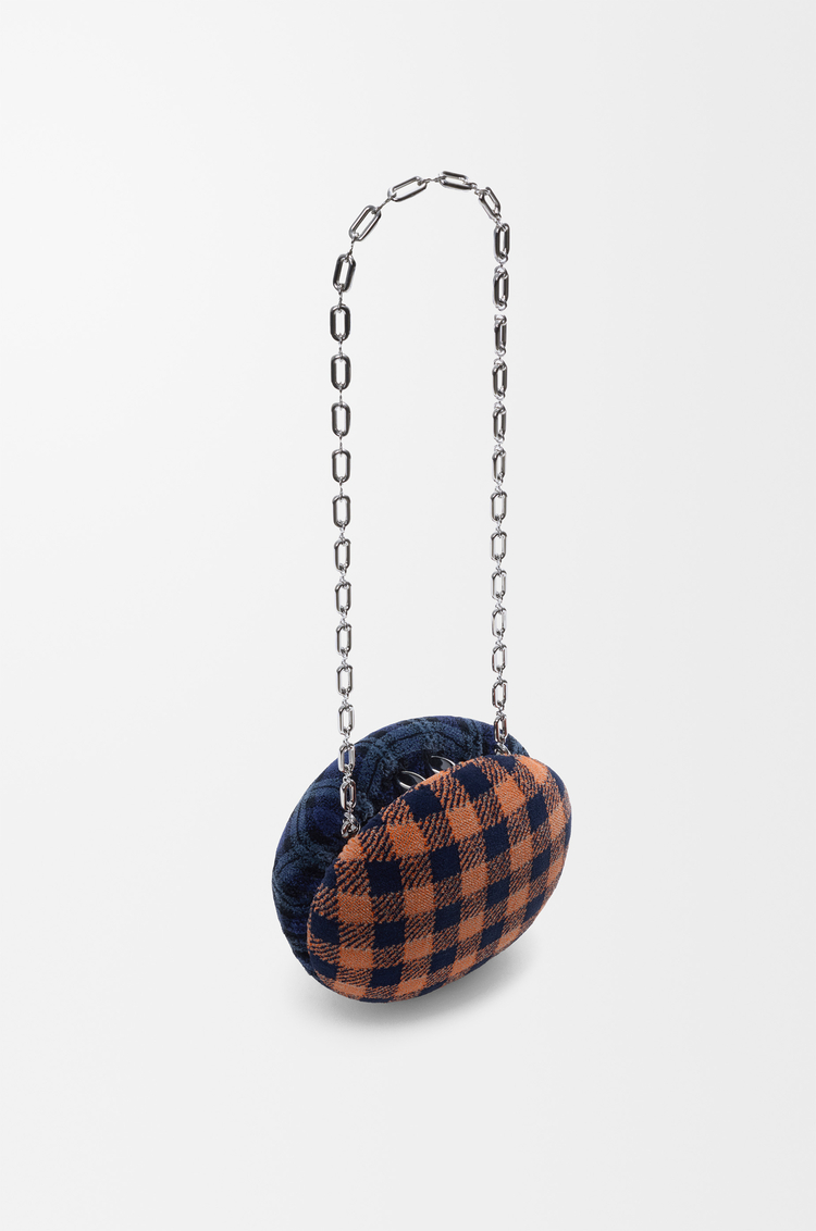 LOEWE シェル ミノディエール（チェックパターンテキスタイル&メタル） ディープネイビー/マルチカラー