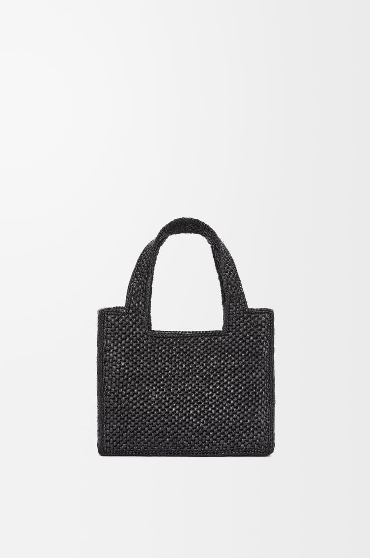 LOEWE Mini LOEWE Font tote in raffia Black