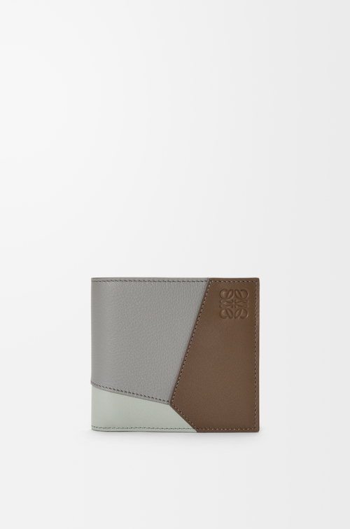 LOEWE Puzzle Bifold-Brieftasche aus klassischem Kalbsleder Winterbraun/Aschgrau