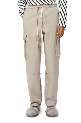 LOEWE Pantalón en algodón con cordón y múltiples bolsillos Gris Piedra