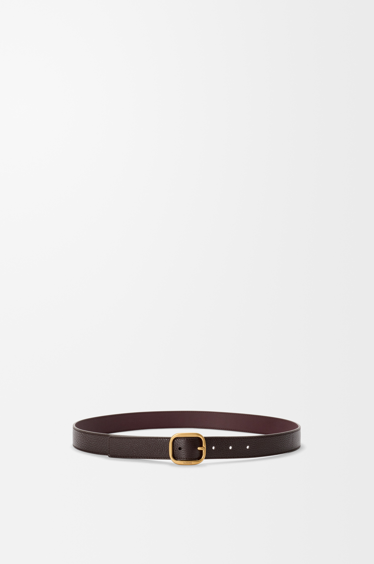 LOEWE Cinturón curvilíneo y suave en piel de ternera graneada flexible Rojo Oscuro/Dorado Vintage