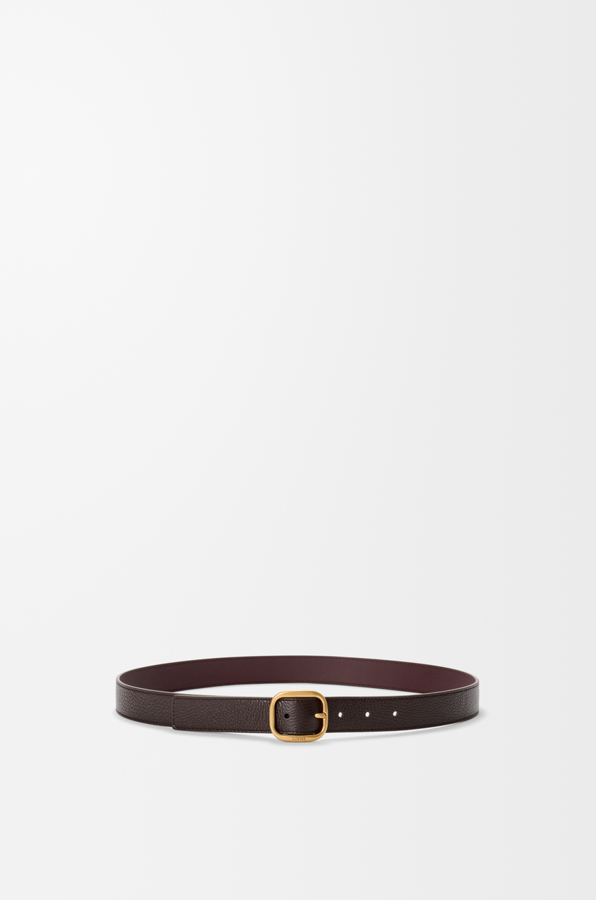 Rounded soft belt in supple grained calfskin
