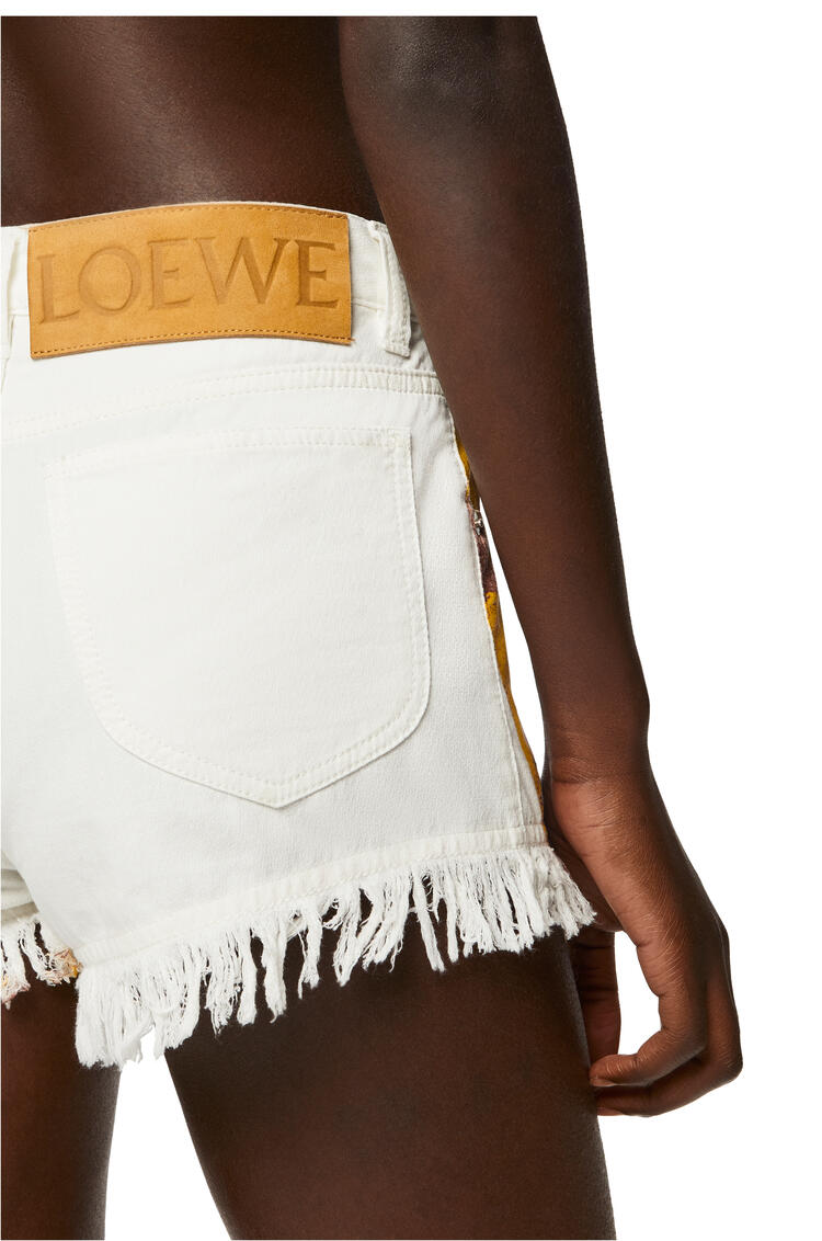 LOEWE 丹寧棕櫚短褲 白色/多色拼接