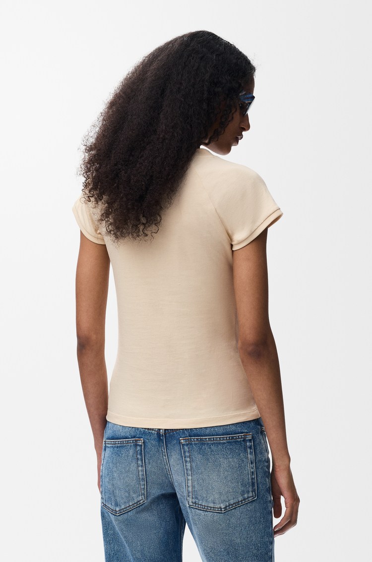 LOEWE Camiseta de corte pequeño en algodón Beige Claro