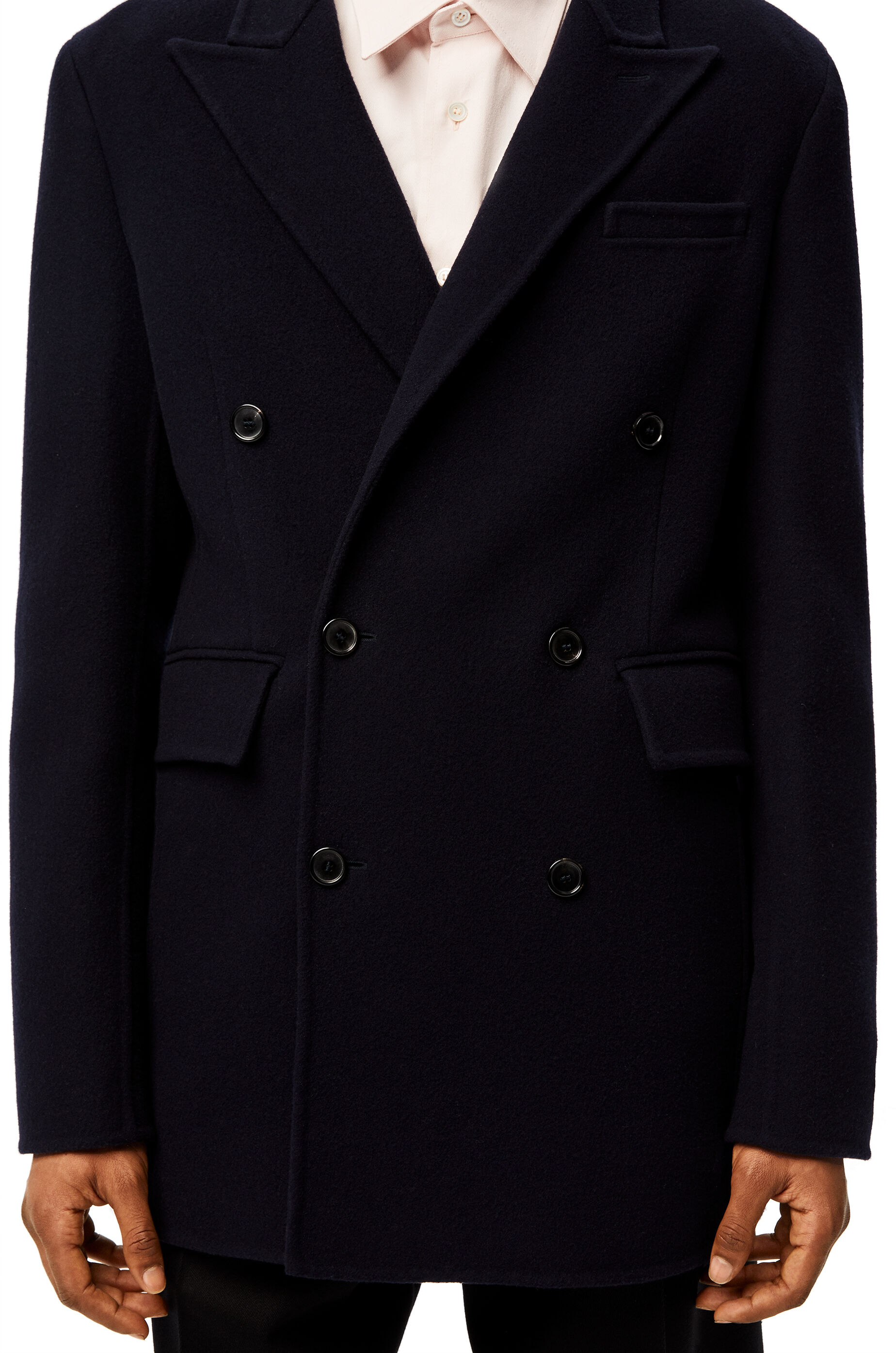 Doublebreasted jacket in wool and cashmere Navy Blue LOEWE