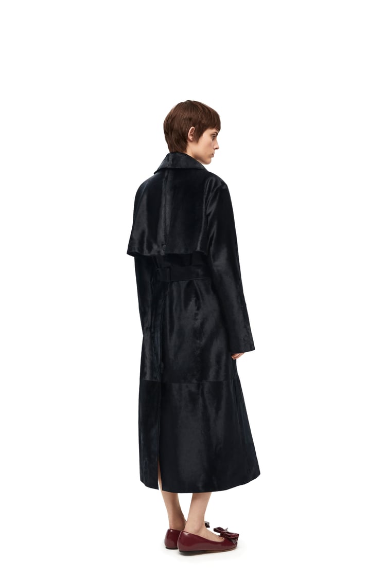 LOEWE Trench coat in hairy calfskin Black