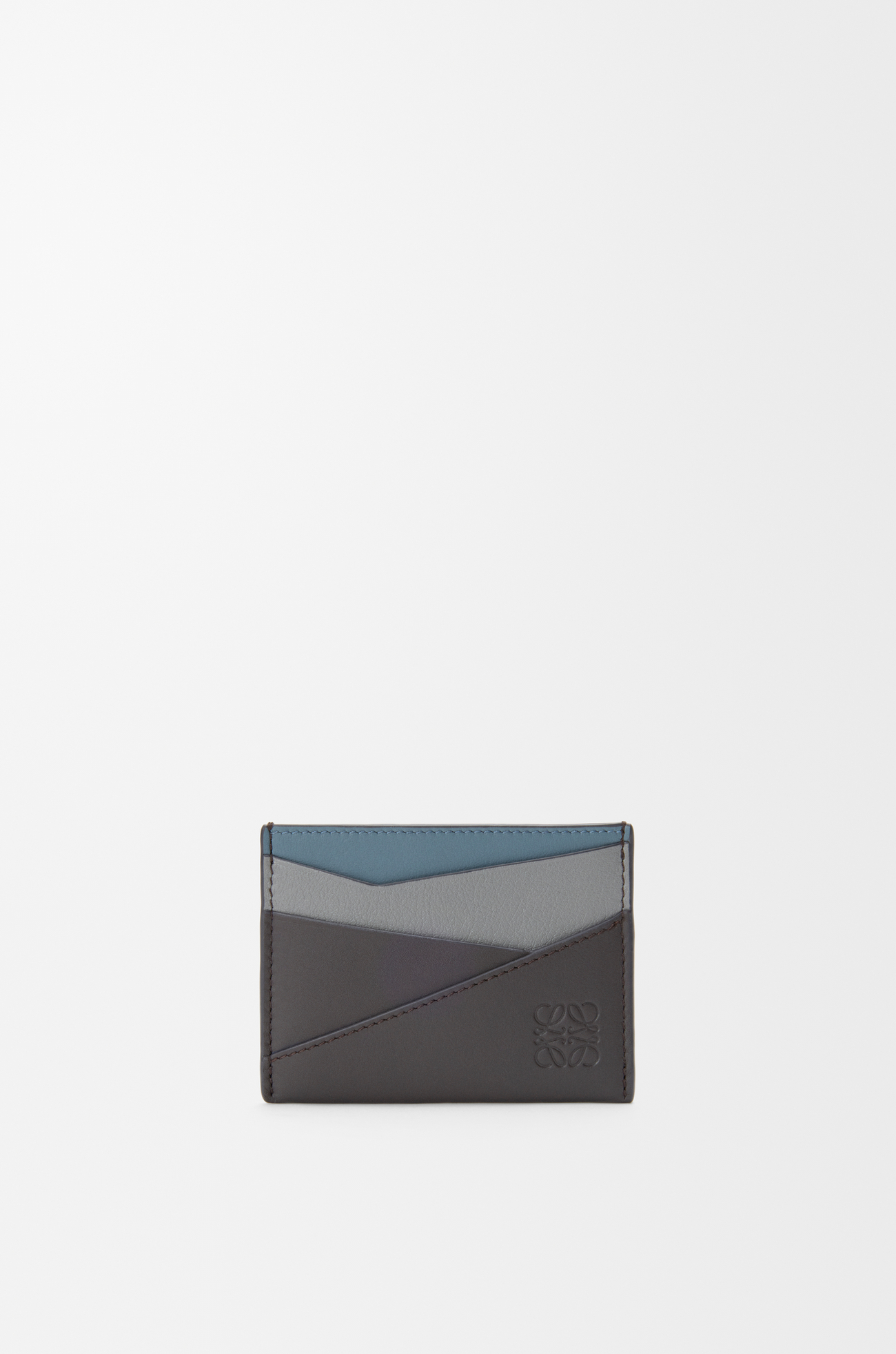 LOEWE 퍼즐 플레인 카드홀더 - 클래식 카프스킨 Asphalt Grey/Storm Blue
