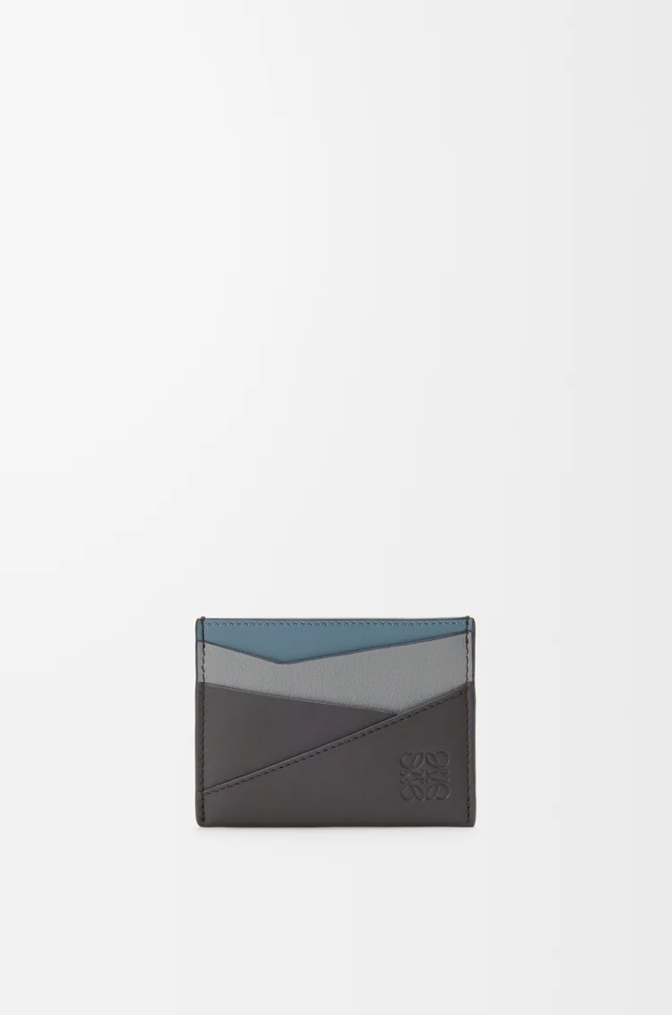 LOEWE 퍼즐 플레인 카드홀더 - 클래식 카프스킨 Asphalt Grey/Storm Blue