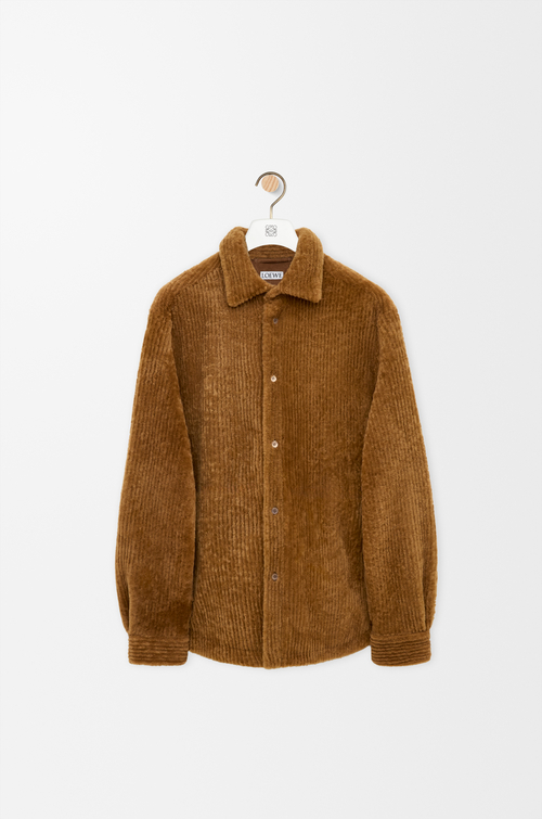 LOEWE Overshirt in shearling corduroy Camel