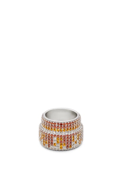 LOEWE Large Pavé ring in sterling silver and crystals Silver/Brown plp_rd