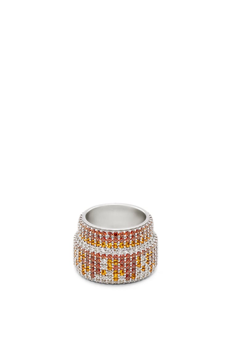 LOEWE Large Pavé ring in sterling silver and crystals Silver/Brown