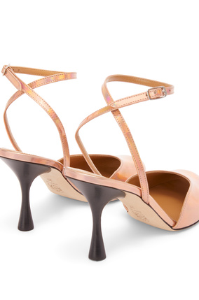 LOEWE Ankle strap pump in holographic fabric Rose Gold plp_rd