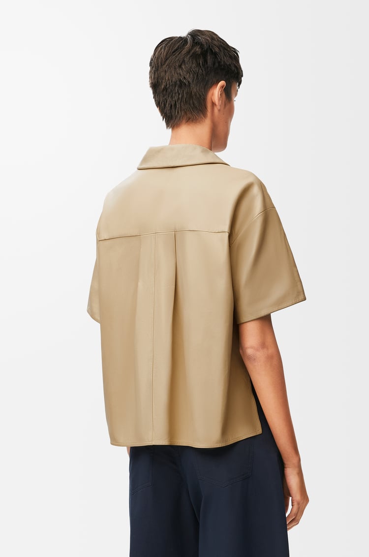 LOEWE Short sleeve shirt in nappa lambskin Vanilla