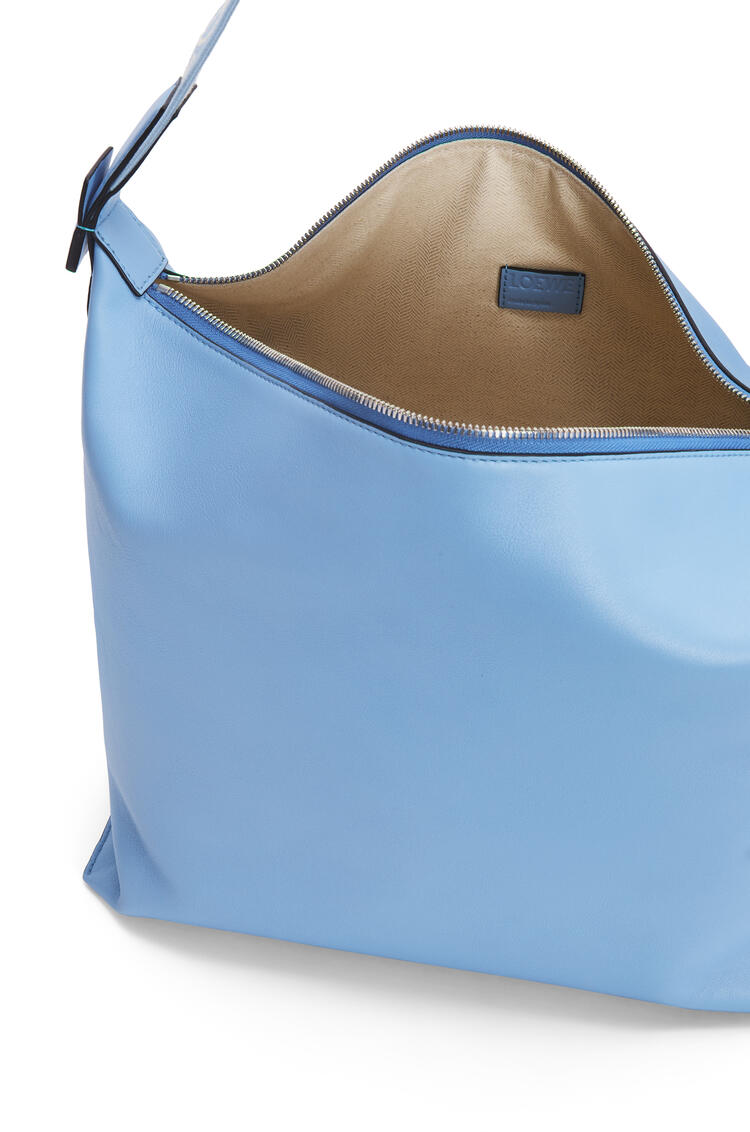 LOEWE Cubi Crossbody bag in supple smooth calfskin and jacquard Olympic Blue