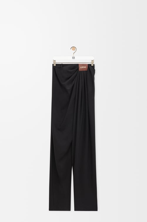 LOEWE Pantalón drapeado en algodón y seda Negro