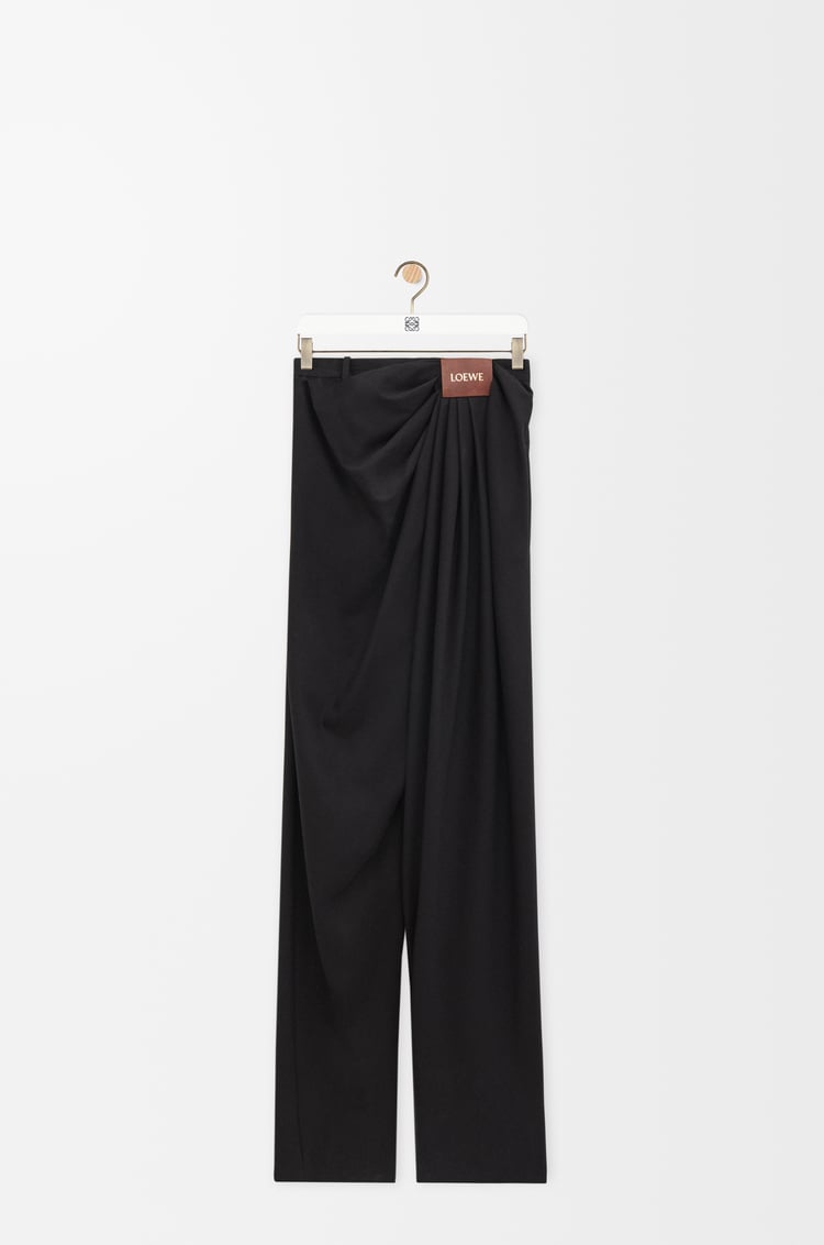 LOEWE Pantalón drapeado en algodón y seda Negro