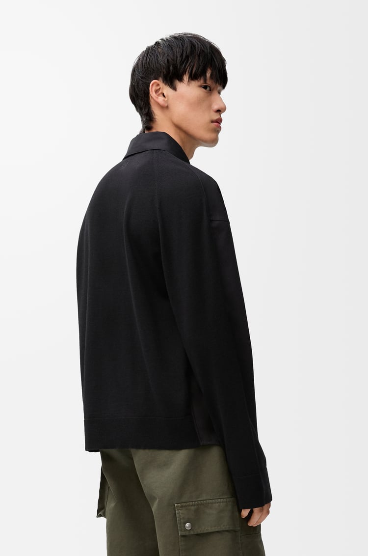 LOEWE ハイブリッド シャツ（コットン&ウール） ブラック/ブラック