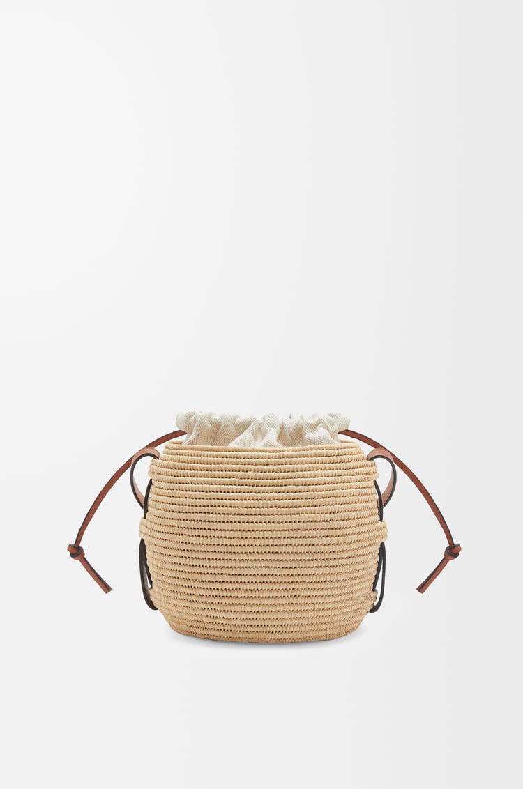 LOEWE Beehive Basket bag in raffia and calfskin Natural/Tan
